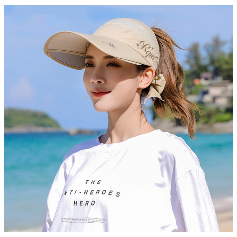 Women's Cycling Breathable Sun Hat Visor Caps Female Scalable Brim Empty Top Wide Brim Baseball Cap Outdoor Anti-UV Beach Hats
