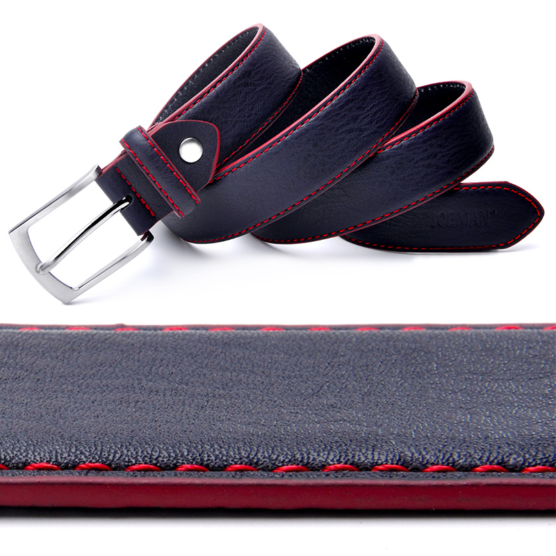 Men Leather Belt Casual Pin Buckle Belt Dark Blue Color Men's Belts Cummerbunds ceinture homme
