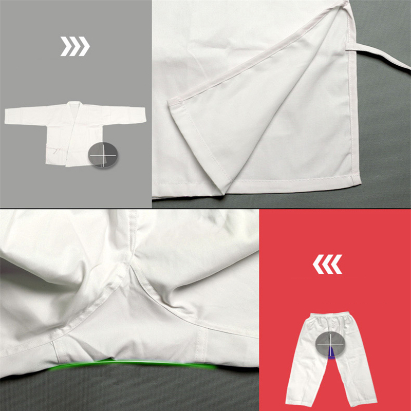 Quality White Adult Karate Uniform Breathable Dobok Kyokushinkai Dogi Kimono Taekwondo Belt Karate Suit Clothes for Kids Men