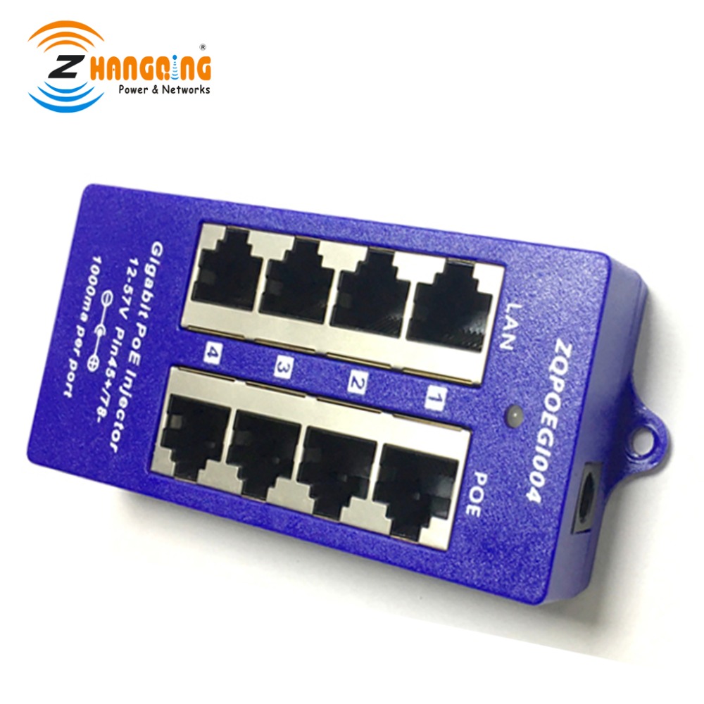 24V Gigabit Passive 4Port PoE Injector 802.3Af/at Power Over Ethernet With 24V 60W Power Supply For MikroTik Routerboard