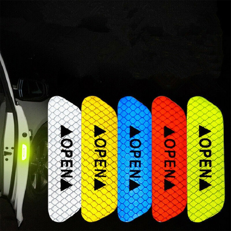 4Pcs Car Open Reflective Tape Reflective Strips Waterproof Car Warning Stickers Night Driving Safety Lighting Luminous Tapes Hot