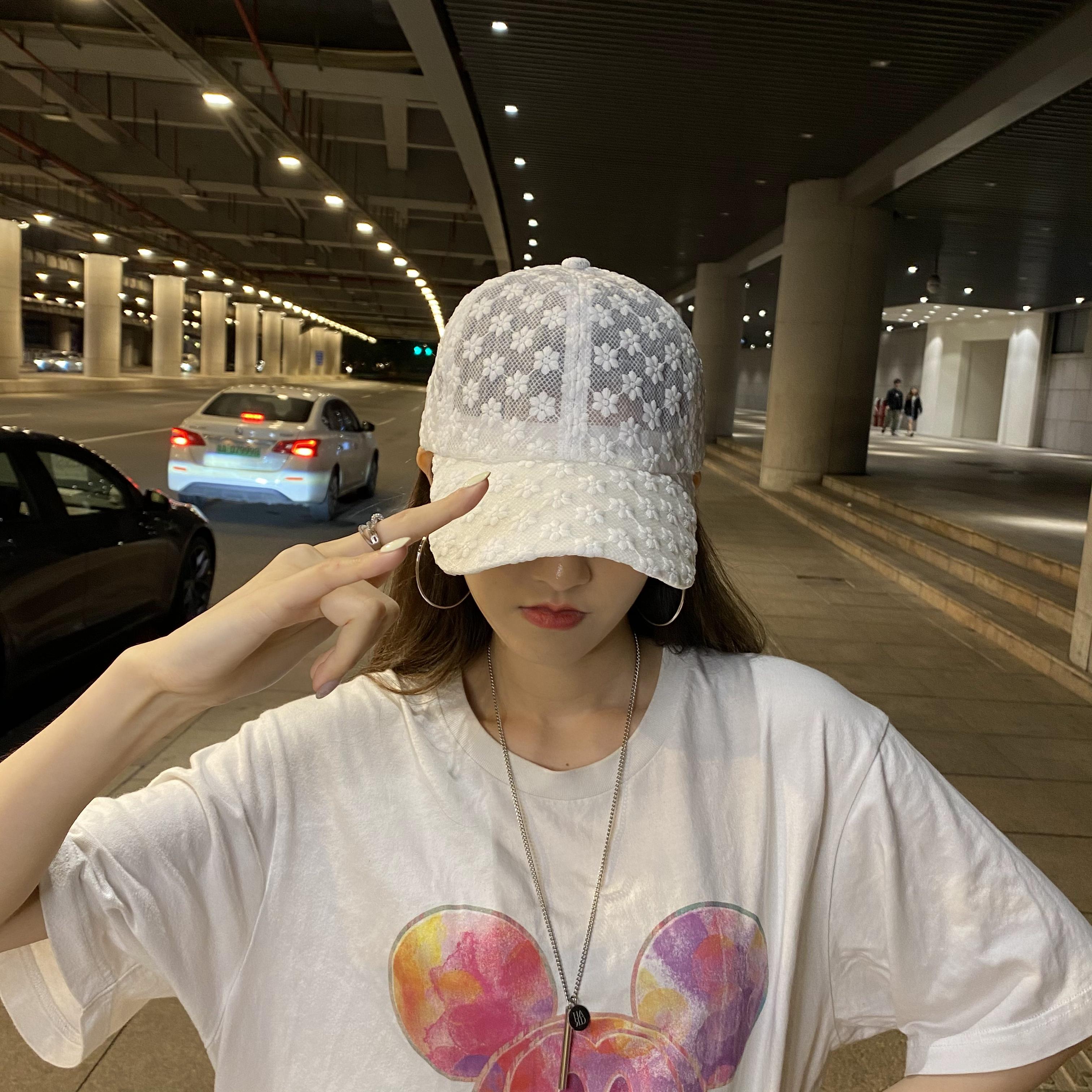 Women Lace Flower Baseball Cap Summer Breathable MeshHats Summer Sports Caps Snapback Floral Hat Women Girls