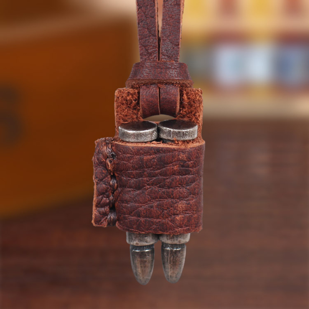 Punk Jewelry Men Necklaces & Pendants Maxi Necklace Vintage Bullet Pendant Leather Necklaces Colar Collares Chokers Necklace Men