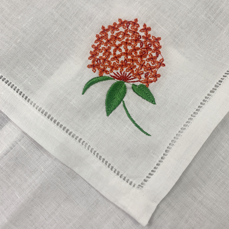 Set of 12 Handkerchiefs White Linen Cloths Table Napkin Hemstitched Border Embroidery Floral Dinner Napkins13x13-inch 20x20-inch