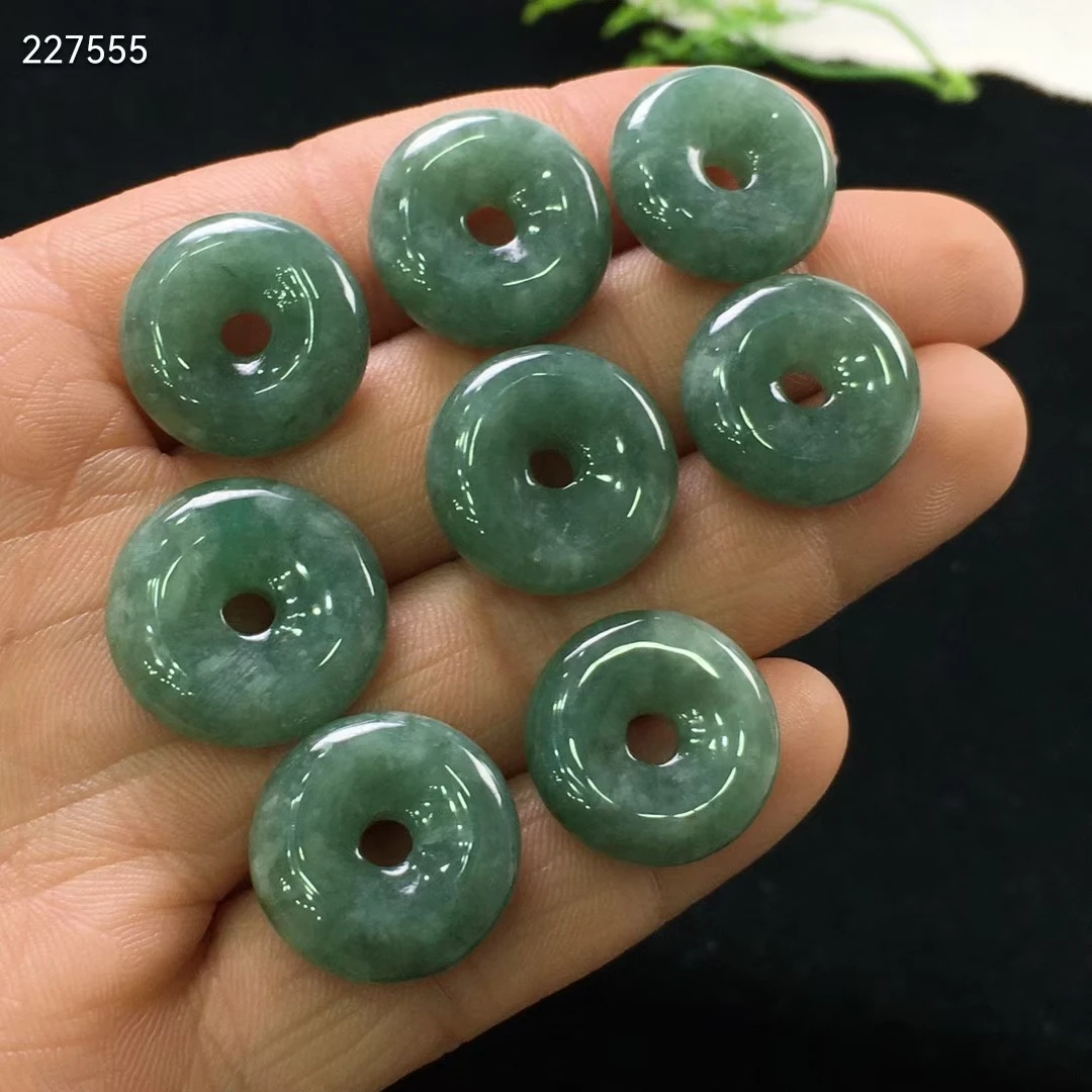Genuine Natural Jade A Green Gemstone Pendant 15-18mm Necklace Round Donut Emerald Women Men Barrel Stone Jade Accessories DIY