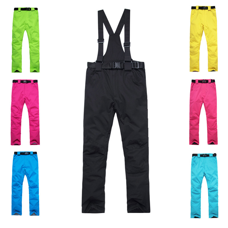 Winter Outdoor Sports Women's Ski Pants Strap Trousers Windproof Waterproof Warm Colorful Snow Snowboard Pants Large Size S-XXXL