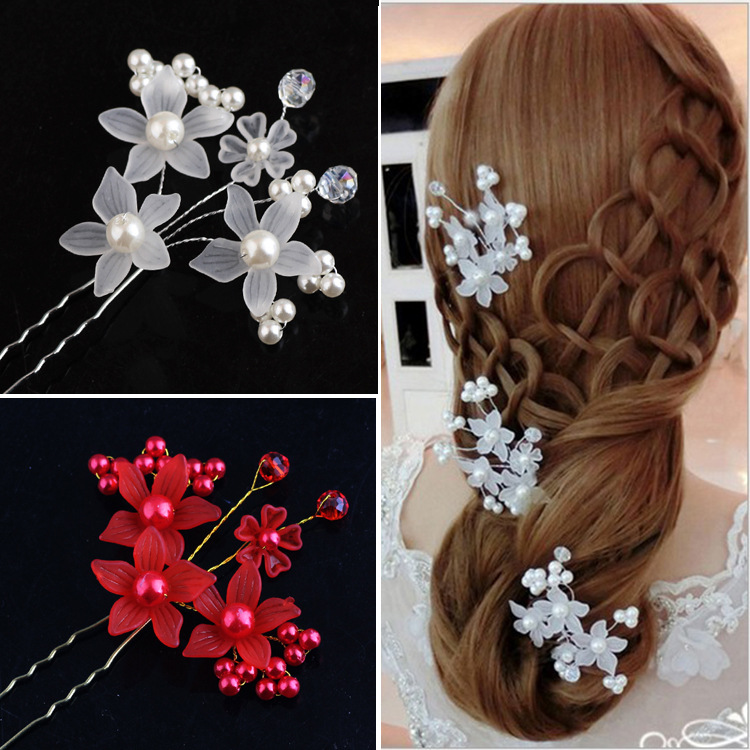 Fooderwerk-peine para el pelo hecho a mano para novia, alfiler de flores, accesorios nupciales, colores rojo y blanco, novedad