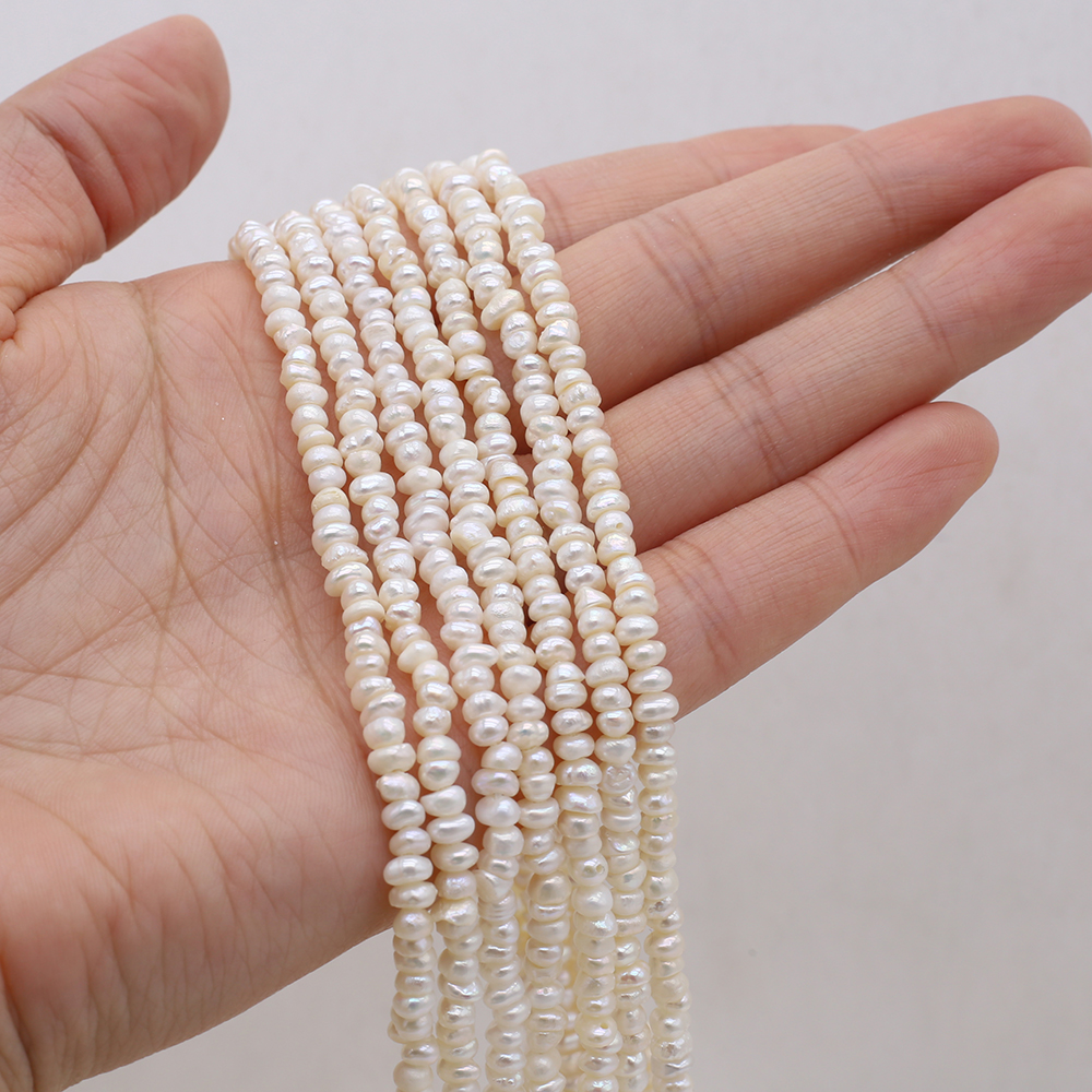 Natural Freshwater Pearl Beads White Oblate Shape Partial Hole Loose For DIY Charm Bracelet Necklace Jewelry Accessories Making