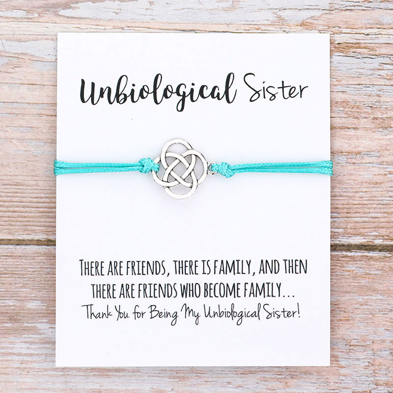 1x Unbiological Sister Friendship Bracelet Soul Sister Knot Charm Bracelet Big Little Sorority Knot Bracelet Best Friend Gift
