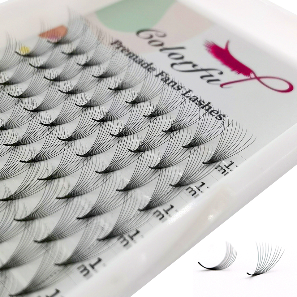 Colorful 3D/5D/6D/8D/10D/20D Premade Fans Volume Russian Lashes Slim Base Prefanned Sharp Stem Faux Mink Cilio Eyelash Extension