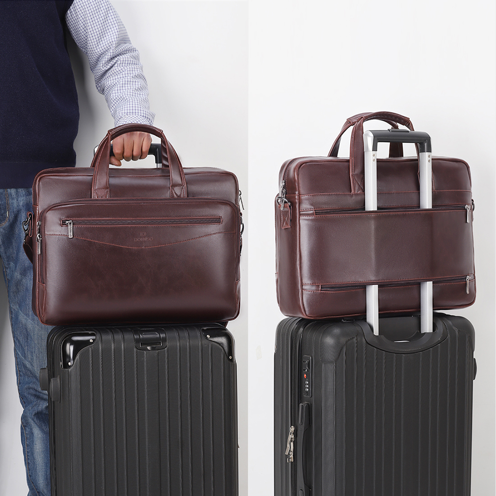 Domiso PU Leather Briefcases Laptop Sleeve 17 Inch Notebook Case High Capacity Computer Bag Male Messenger Bag
