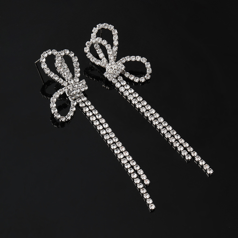 Simple Bow Mosquito Coil Ear Clip Wild Long Fairy Tassel Earrings Female Jewelry Gift Hot Sale