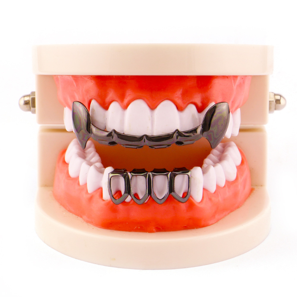 Tiger Teeth Shape Grillz Top & Bootom Dental Mouth Caps Cosplay Party Rapper Hip Hop Jewelry TG073