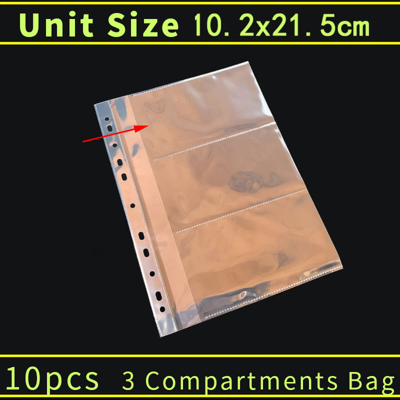 10Pcs A4 Transparent Plastic Punched Pocket Folders Filing 11Holes Loose Leaf Clear Document Sheet Protectors Notebook Accessory