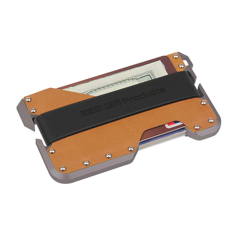 ZEEKER New Design Aluminum Metal RFID Blocking Credit Card Holder Genuine Leather Minimalist Card Wallet For Men