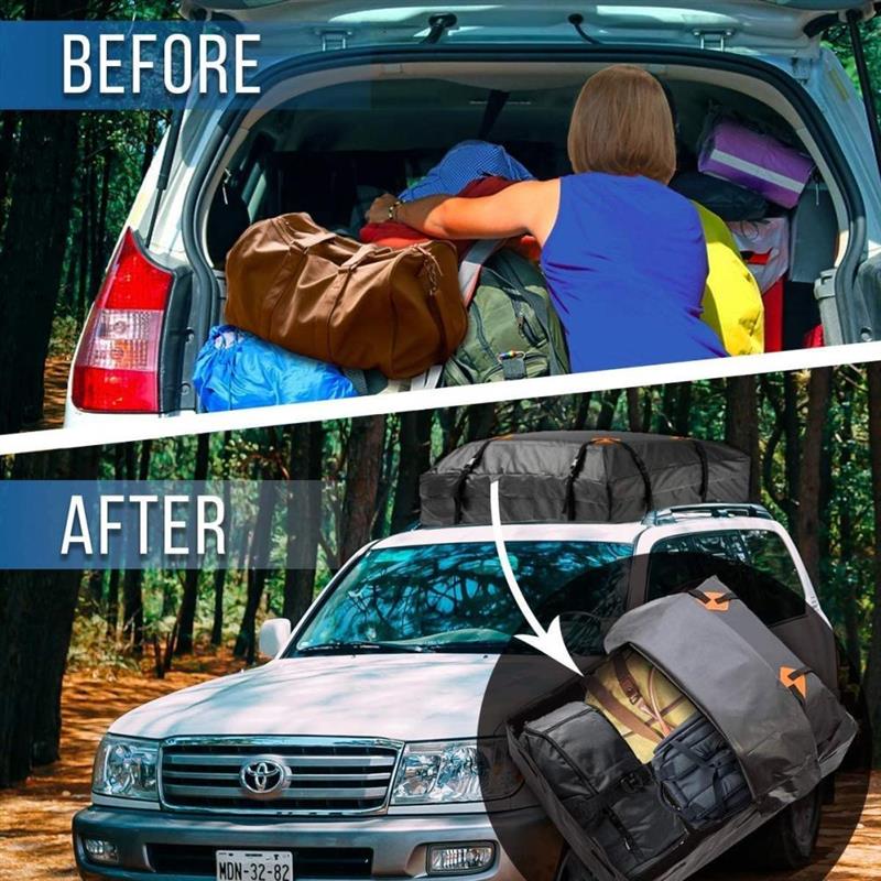 420D Waterproof Car Roof Cargo Bag With Roof Mat Large Capacity Luggage Carrier Scratch Resistant Storage Bag For Car SUV Truck