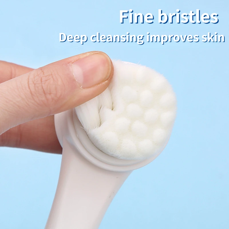 Face Wash Brush Soft Hair Cleanser Double-sided Brush Facial Pore Deep Cleaning Tool Blackhead Device Compact and Portable