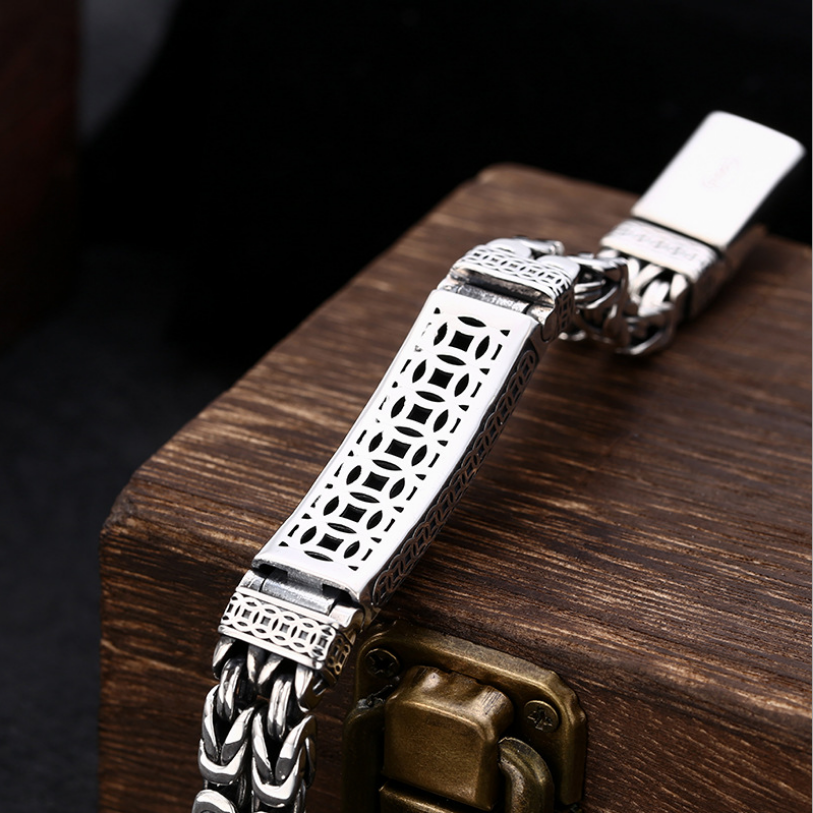 Real Silver Retro Thick Personalized Lucky Pixiu Bracelet Men Man Thai silver Domineering Trend Personalized Wish Money Jewelry