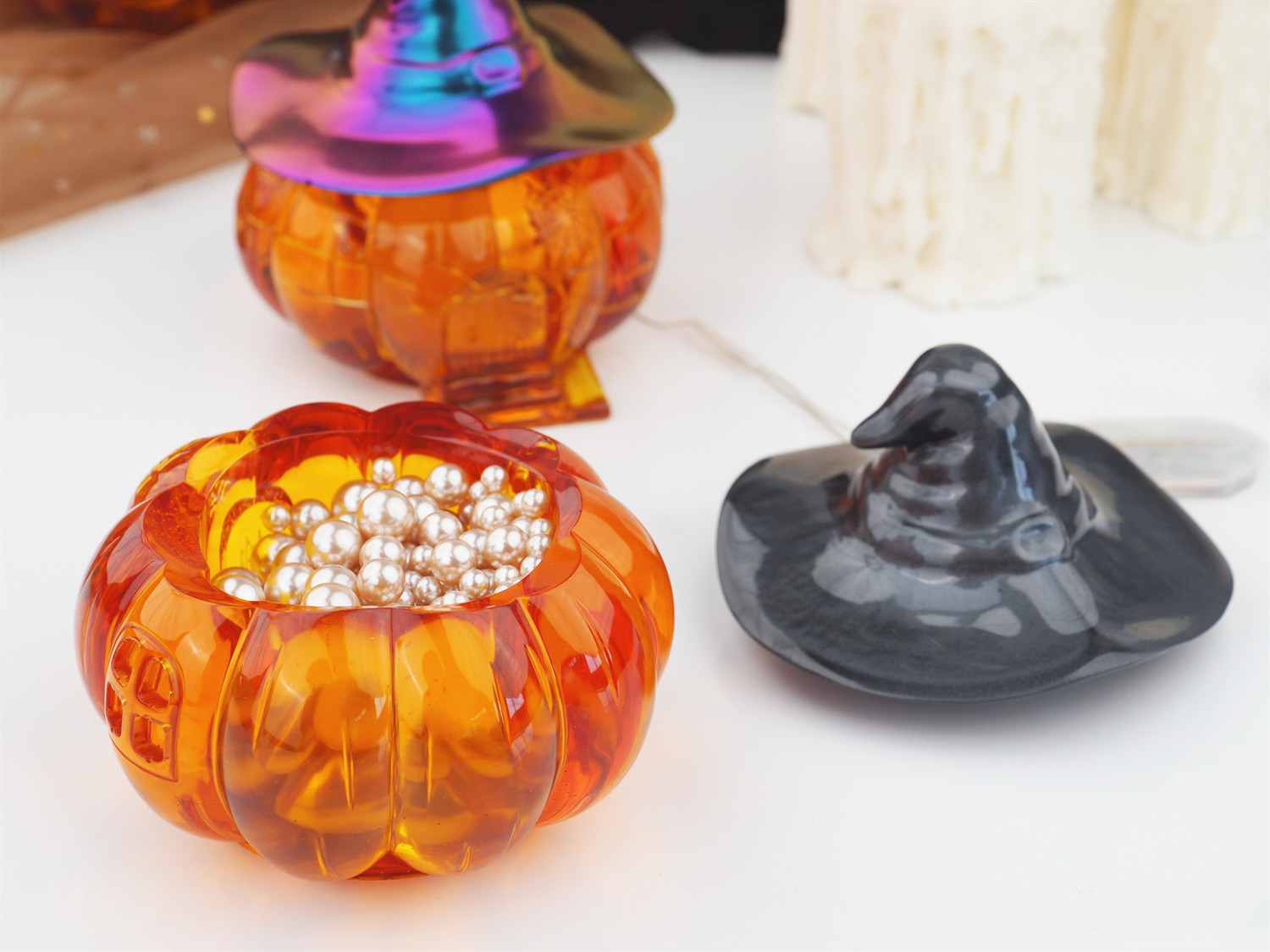 DIY Halloween Witch Pumpkin Cottage Elf House Storage Box Mold Bottles Candy Box Mirror Silicone Molds For Resin Pot Mould