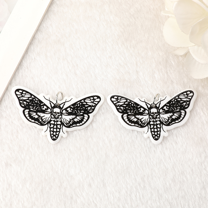 8Pcs Halloween Death Moth Charms Butterfly Acrylic Jewlery Findings For Earring Necklace Diy