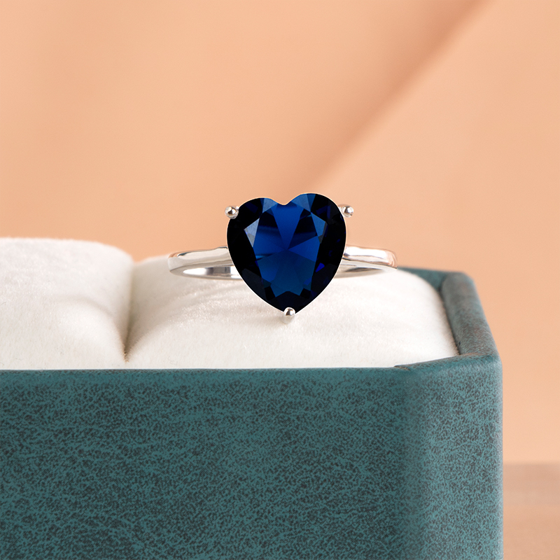Cellacity Classic 925 sterling silver rings for women with heart shape 10mm 7 Color gemstones silver fine Jewelry gift size 6-10