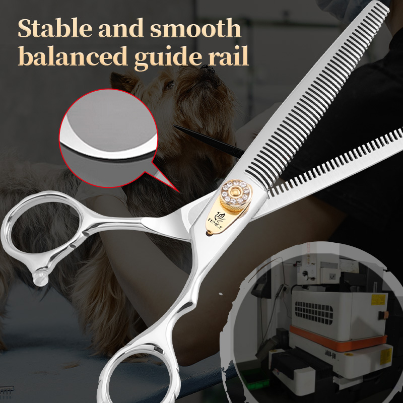 Fenice Dog Beauty Scissors 7 inch Professiona Double Teeth Pet Grooming Scissors for Dogs Thinner Shears Thnning rate 20-30%