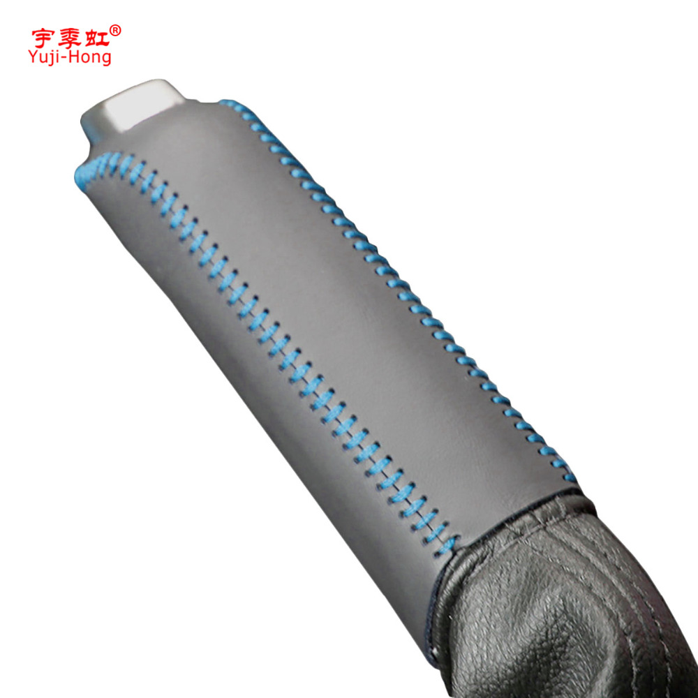 Yuji-Hong Car Handbrake Covers Case for Ford Fiesta 2009-2013 Auto Handbrake Grips Car-styling Genuine Leather Cover