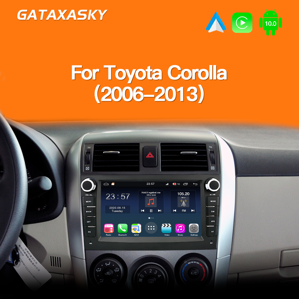 GATAXASKY 8'' Android Car Stereo Radio for Toyota Corolla E140/150 2007 2008 2009 2010 2011 2012 2013 Multimedia Player Speakers