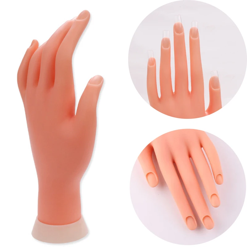 Flexible Positioning Silicone Left Hand Model Nail Enhancement Training Artificial Hand Nail Display Hand For Practicing Nails
