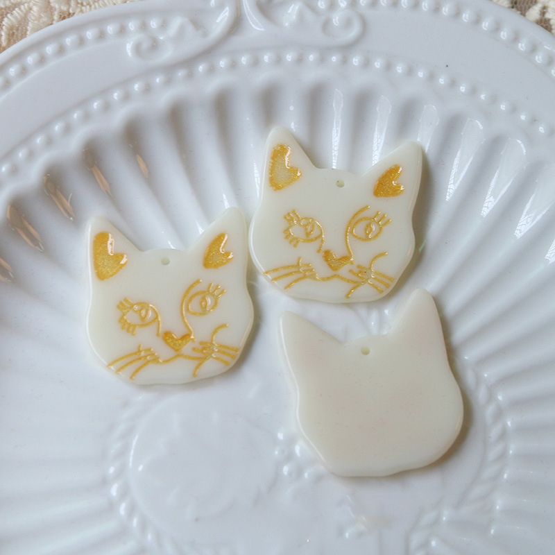 10Pcs 26*28MM Vintage Cute Cat Head Acrylic Pendant Charms For DIY Making Earrings Bracelet Necklace Jewelry Accessories LISM