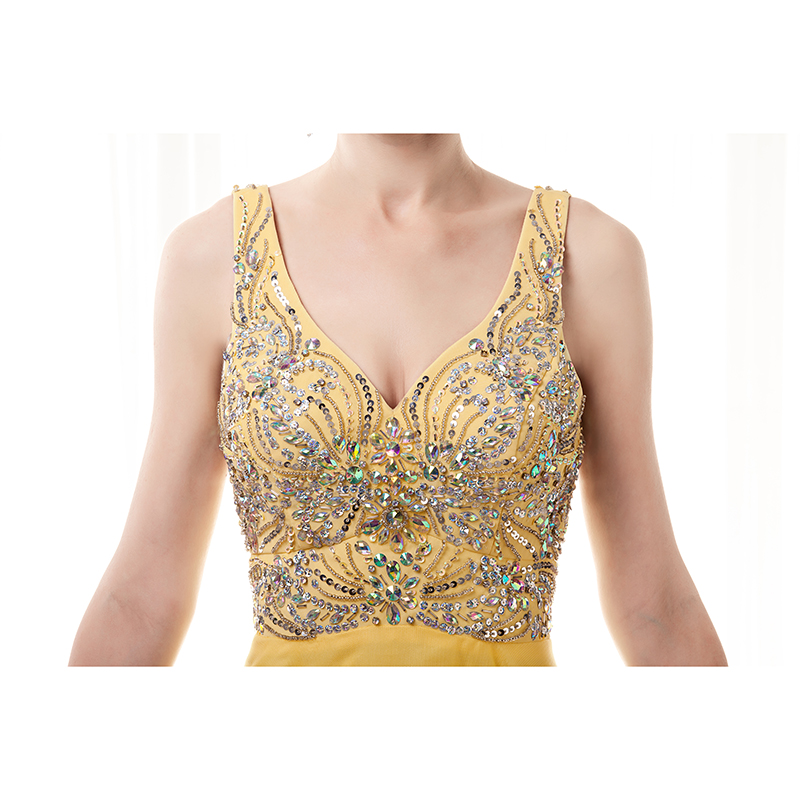 JaneVini Luxury Sequins Beadings Gold Bridesmaid Dresses Women Long Tulle Wedding Guest Formal Evening Gowns V Neck Ballkleider