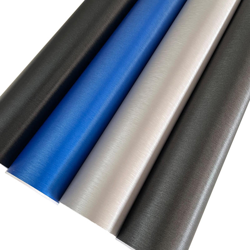 Black Gunmetal Grey Silver Blue Brushed Metal Steel Vinyl Wrap Roll with Air Release Self Adhesive Decal Sticker Wrapping