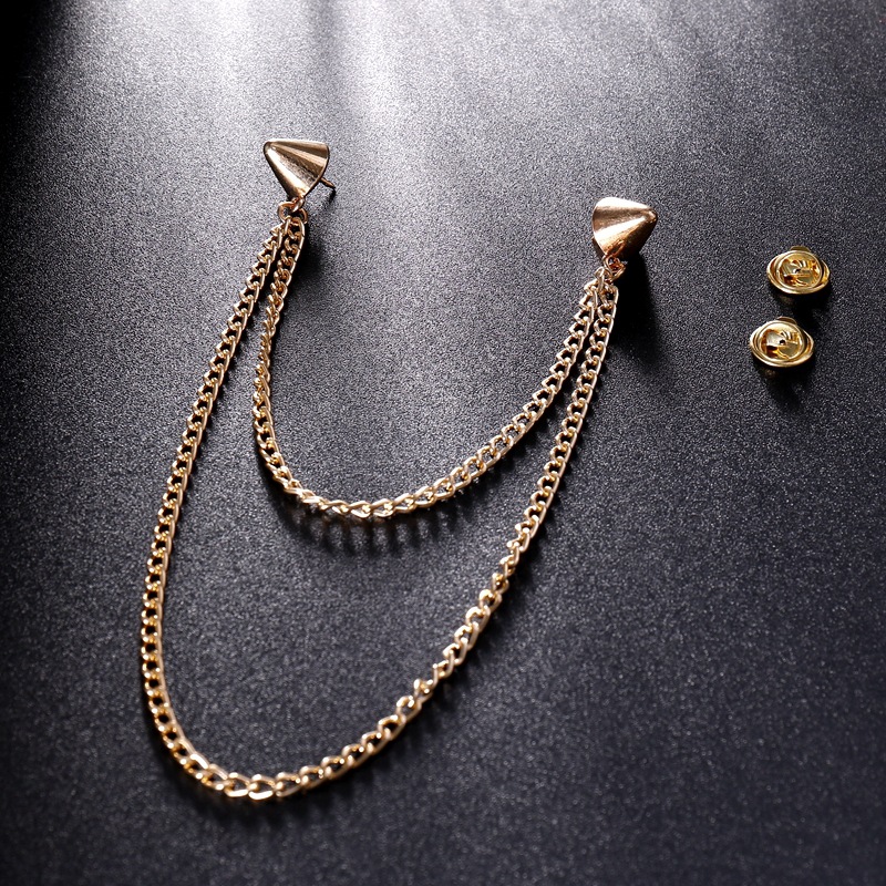 Vintage Spiked Brooch Long Tassel Chain Collar Needle Lapel Pin Women Jewelry Gifts for Men Brother Friend Accessories