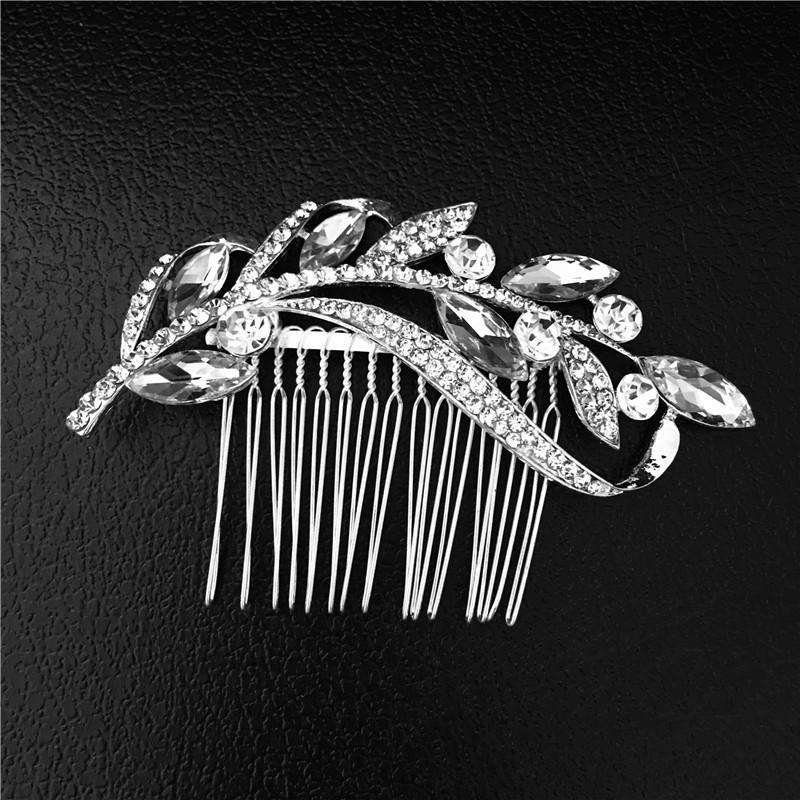 TREAZY Charm Floral Wedding Hair Accessories Silver Color Crystal Bridal Hair Combs Women Wedding Hair Jewelry Brides Tiaras