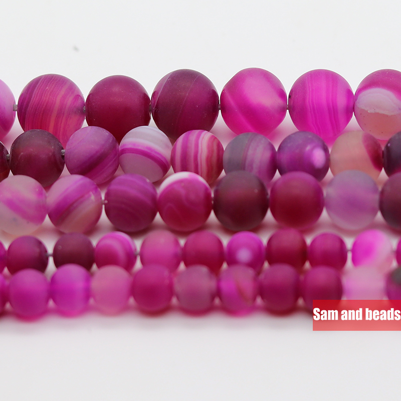 Factory Price Natural Stone Dull Polish Matte Coffee Black Stripe Agates Round Loose Beads For Bracelet Necklace Making DMS14