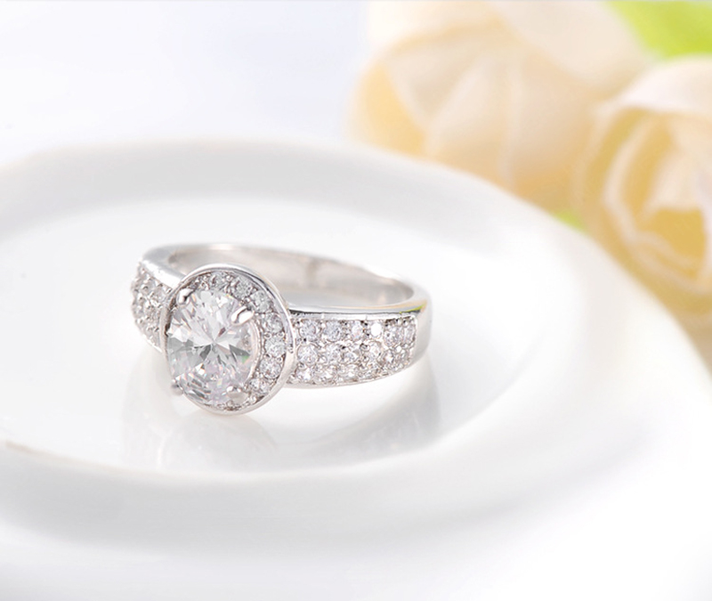 Lokaer Luxury AAA Cubic Zirconia Wedding Rings Jewelry Mosaic Rhinestone Crystal Engagement Ring For Women Girl Anneaux CRI0018