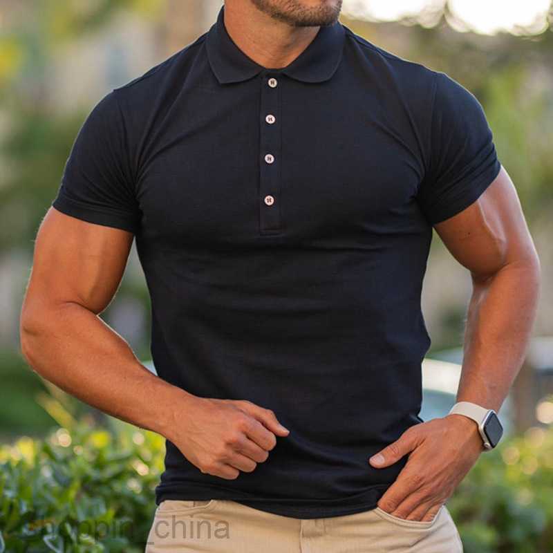 Men's T Shirts new style Male slim solid color stand collar casual cotton polo shirt short sleeved young men clothing tees tops