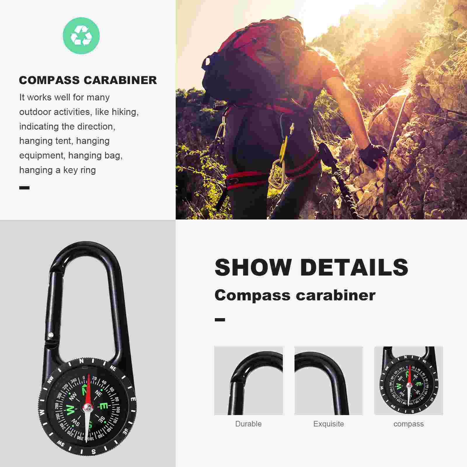 Backpack Travel Orienteering Compass Mini Party Favor Hiking Backpacking Survival Backpacks Tool Carabiner