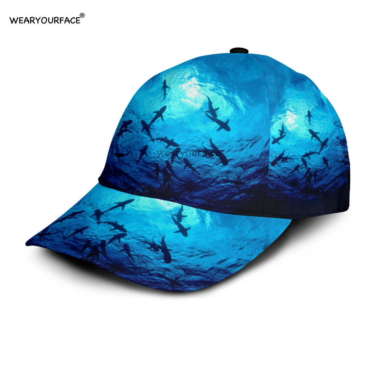 Baseball Cap Underwater Shark Fishing 3D All Over Printed Snapback Hat Men Women Adult Hip Hop Headwear Outdoor Casual Sun Visor