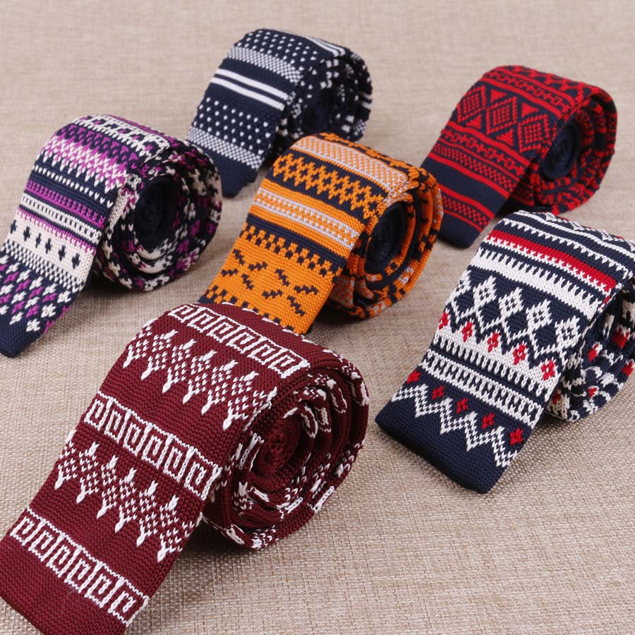Brand New Mens Vintage Knitting ties Casual Skinny Skull Necktie For Evening Party Gravata Slim Tie for Man Knitted Neck Tie