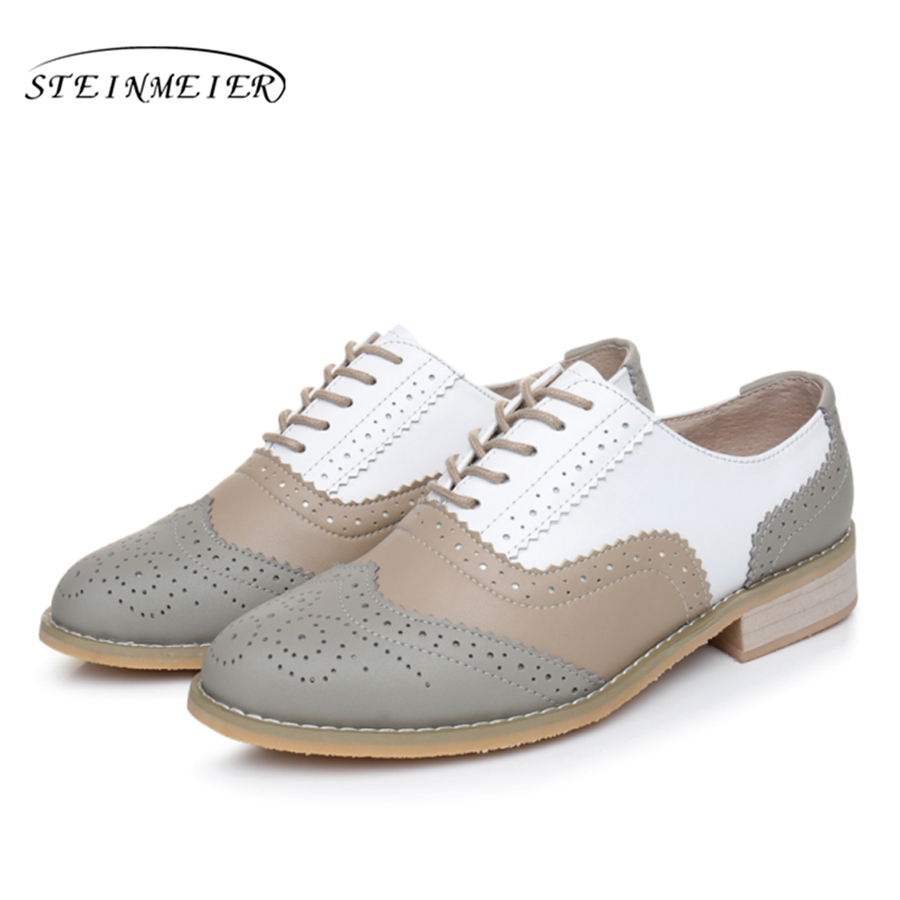 Women oxford Spring shoes genuine leather loafers for woman gray sneakers female oxfords ladies single shoes 2022 summer shoes