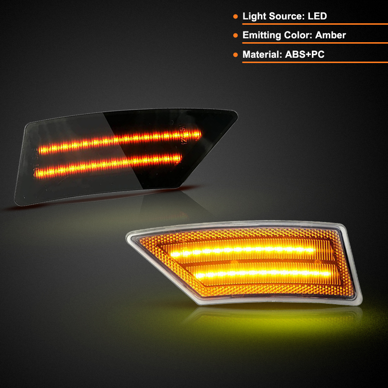 For Ford Ranger Tremor XL XLT Lariat 2019-2022 Clear & Smoked Lens Front LED Side Marker Lamp Amber Side Fender Lights