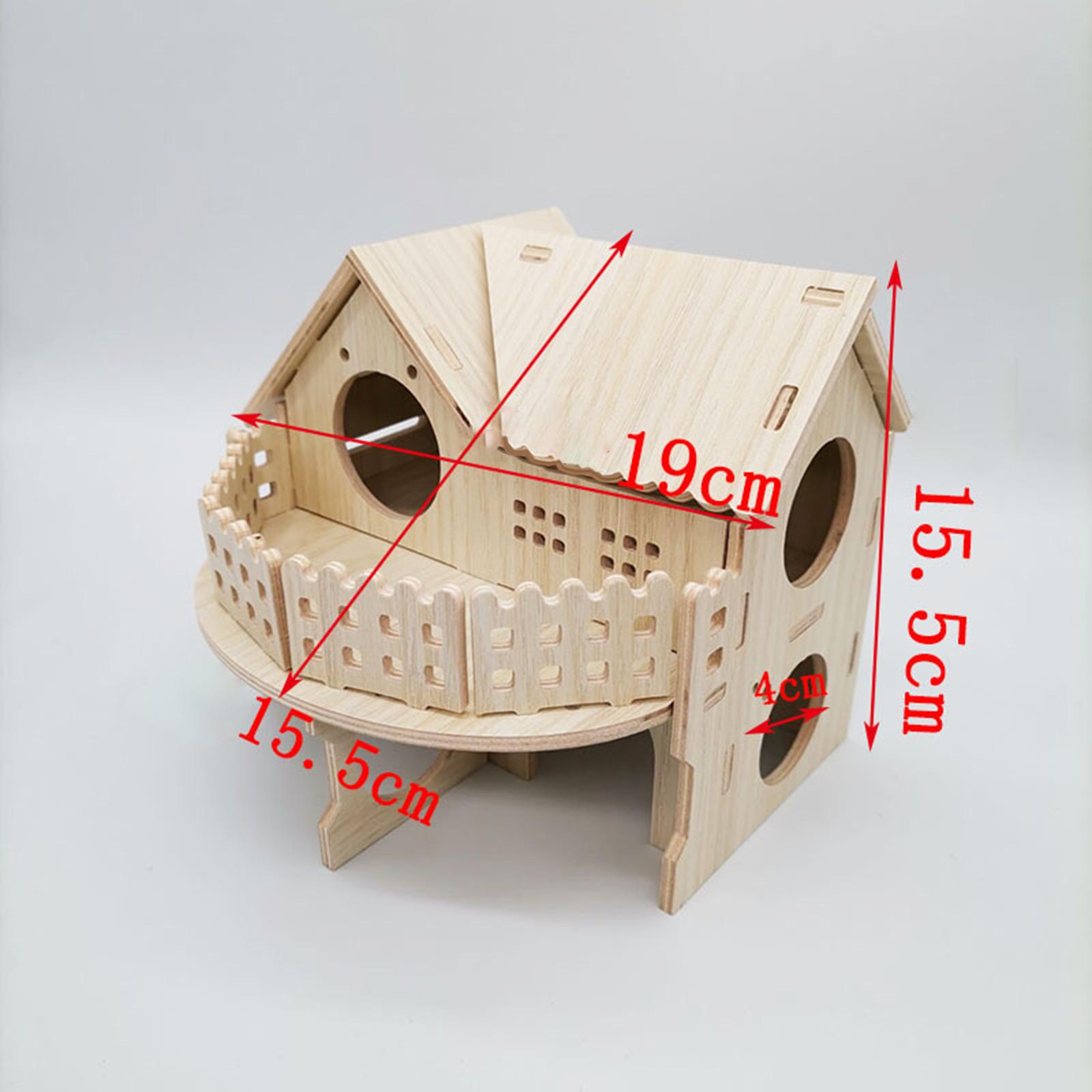 Wooden Hamster House Habitat Decor Gerbil House for Small Pet Hamster Mice