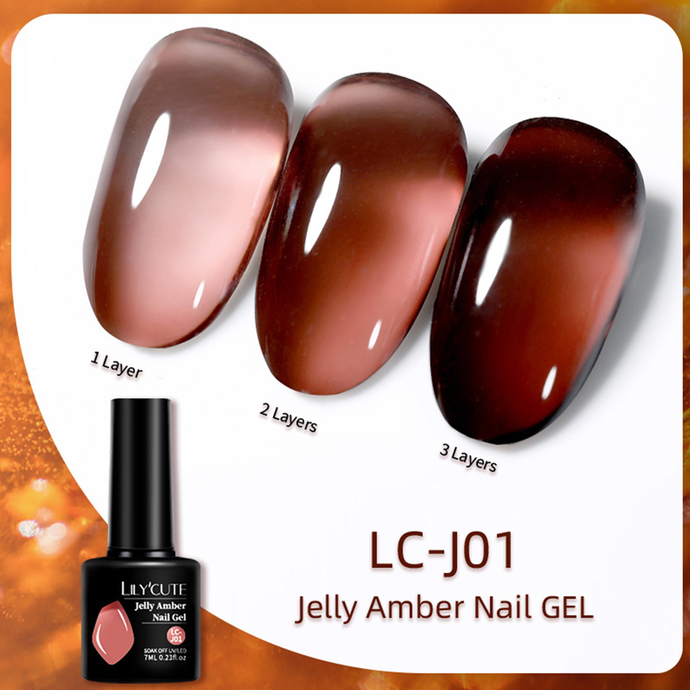 1PC Jelly Amber Gel Nail Polish Brown Crystal Translucent Dull Color Nail Art Autumn Winter Semi Permanent UV Gel Polish Varnish