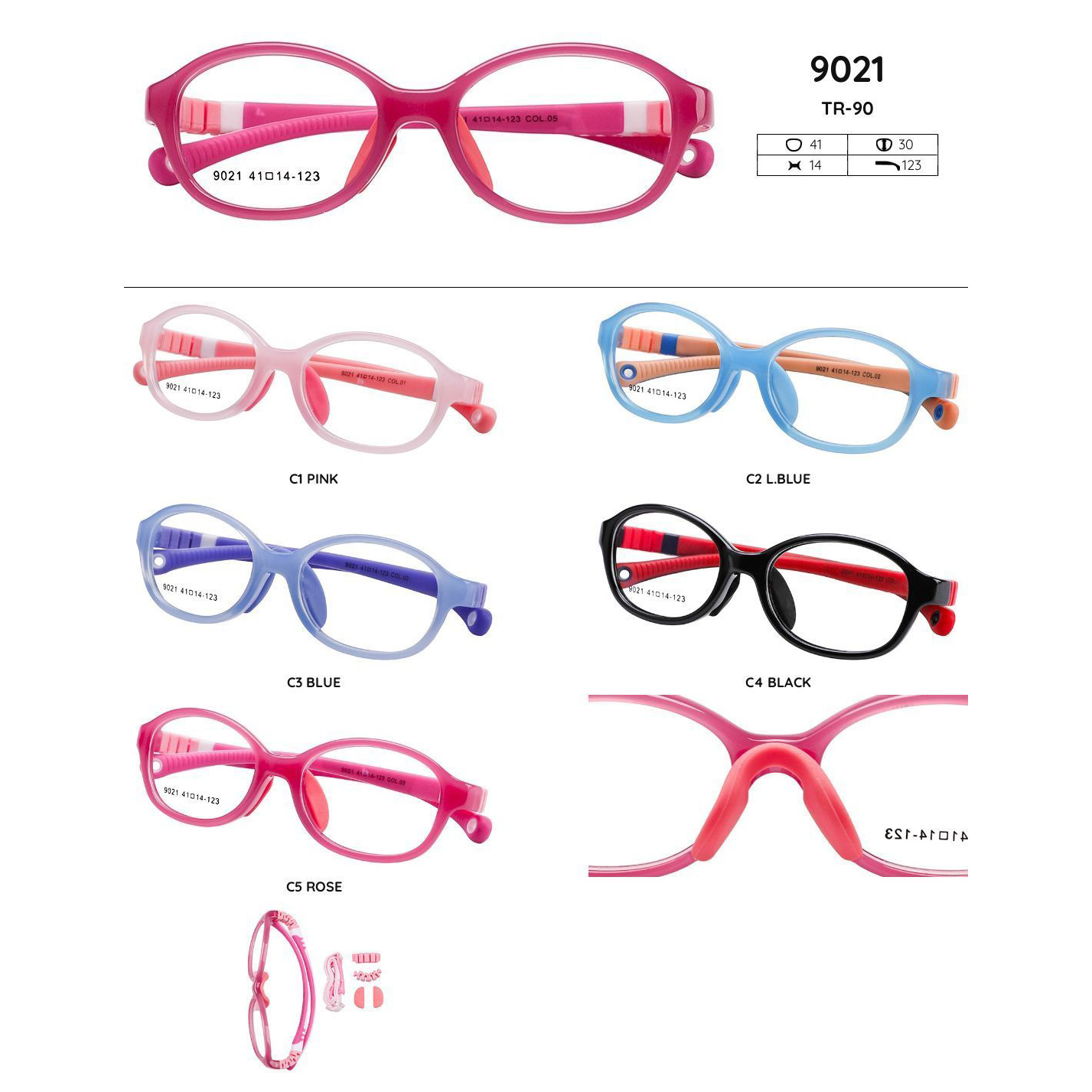 Kirka Candy Color Eyeglasses Frame for Kids Oval Shape Children Glasses Frame Myopia Reading Glasses Frame with Clear Lens 9021