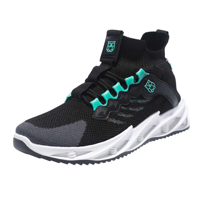 Men's Sports Shoes Fashion Blade Fly Woven Shoes Breathable Sneakers Trend Mid Top Plus Size White Free shipping