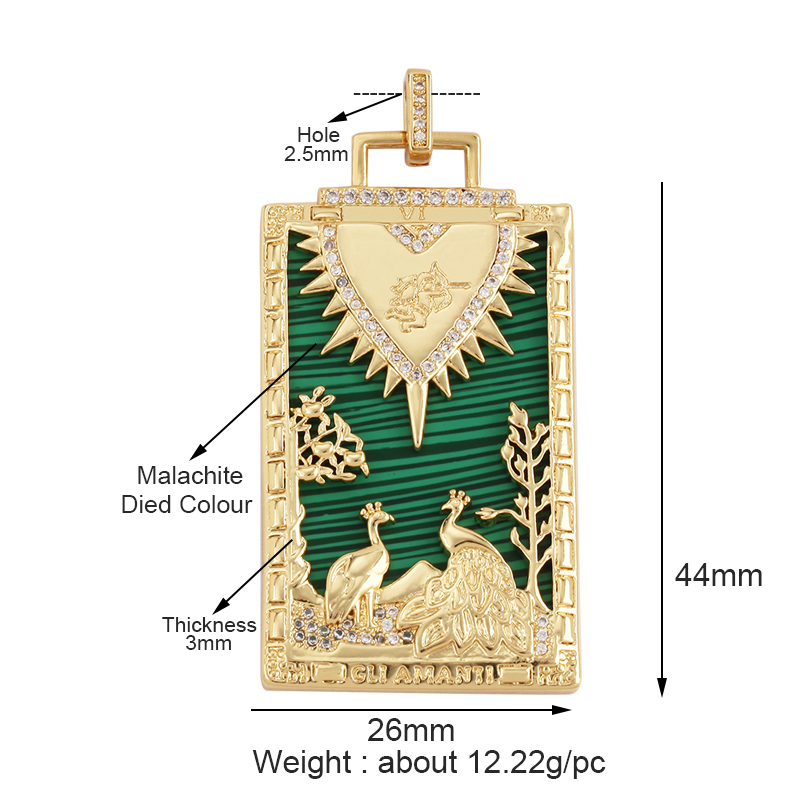 Enamel Tarot Cards Focal Mega Pendant,New 18K Real Gold Plated Shell DIY Jewelry Accessories for Bracelets Necklaces Making M07
