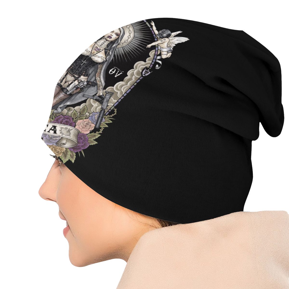 Santa Muerte Bonnet Beanie Knitting Hat Men Women Streetwear Lady of Holy Death Mexican Skull Warm Winter Skullies Beanies Caps