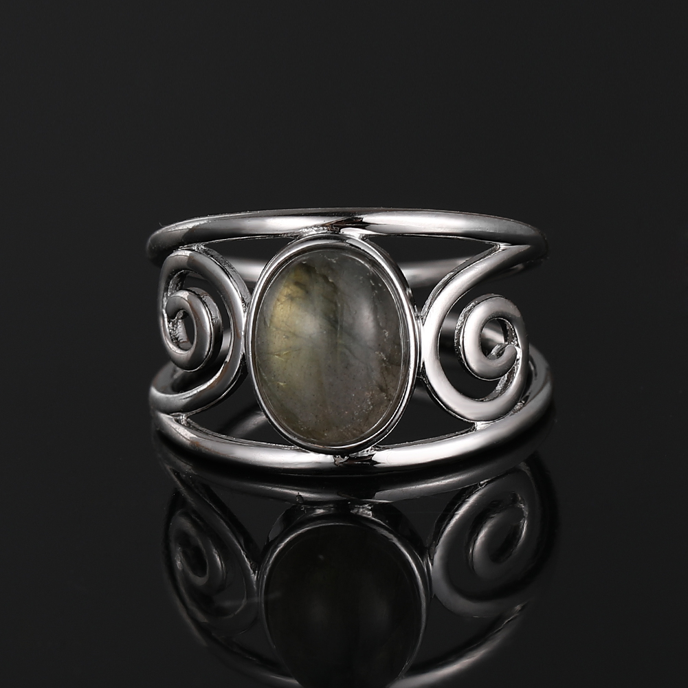 8*10MM Green Jade Gemstone Ring S925 Sterling Silver Female Engagement Wedding Party Jewelry Vintage Fine Jewelry