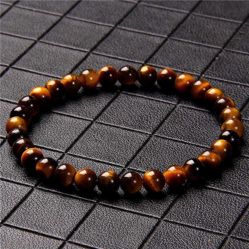Natural Stone Beads Bracelet 6mm Round Tiger Eye Agates Quartz Beads Stretch Bracelet for Women Men Yoga Charm Jewelry Gifts
